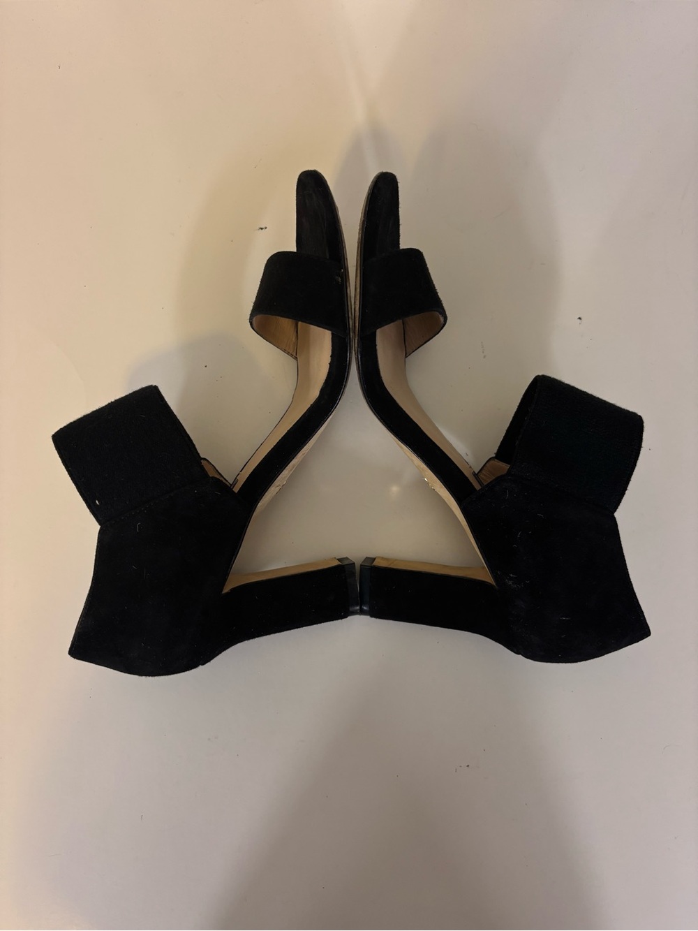 Stuart Weitzman Black Suede Mid Block Heel Sandals Women’s 6 - Picture 6 of 9